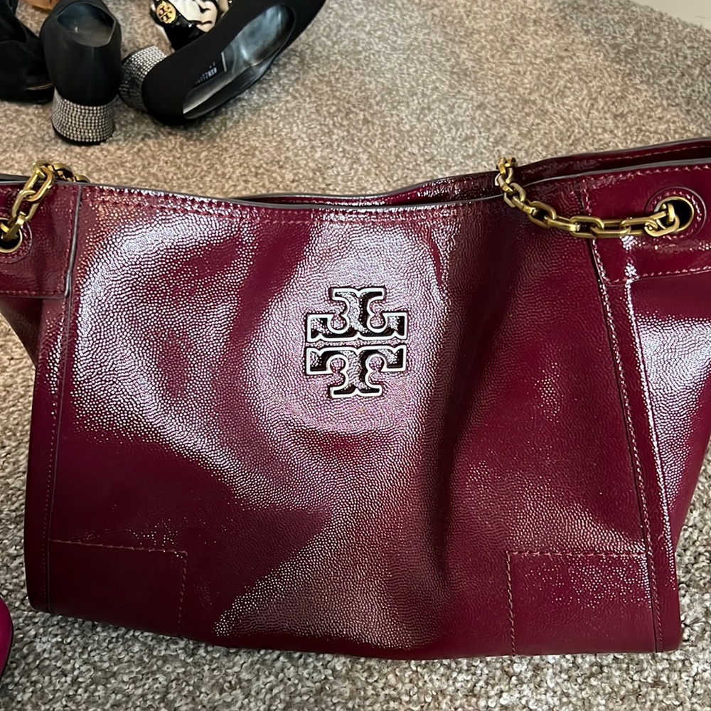 Tory Burch Plum Textured Leather Bag
